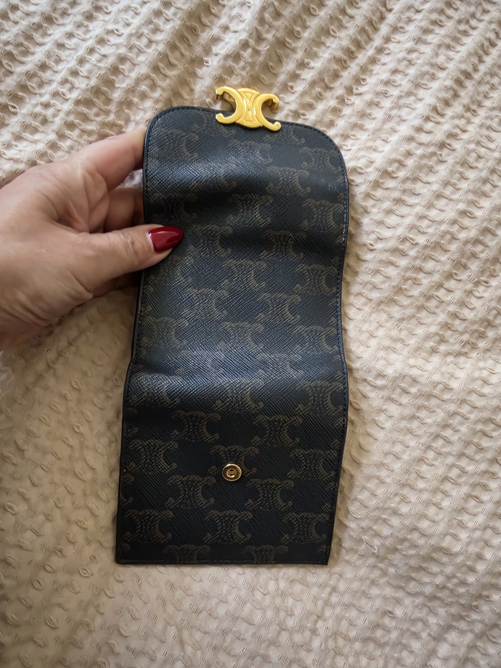 Celine Brown Monogram Wallet with Gold Triomphe Clasp - Picture 9 of 12